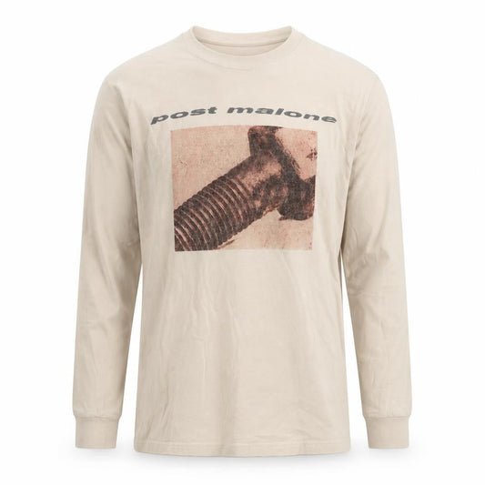 Posty Co Men’s Beige Long Sleeve Graphic Music T-Shirt Size S