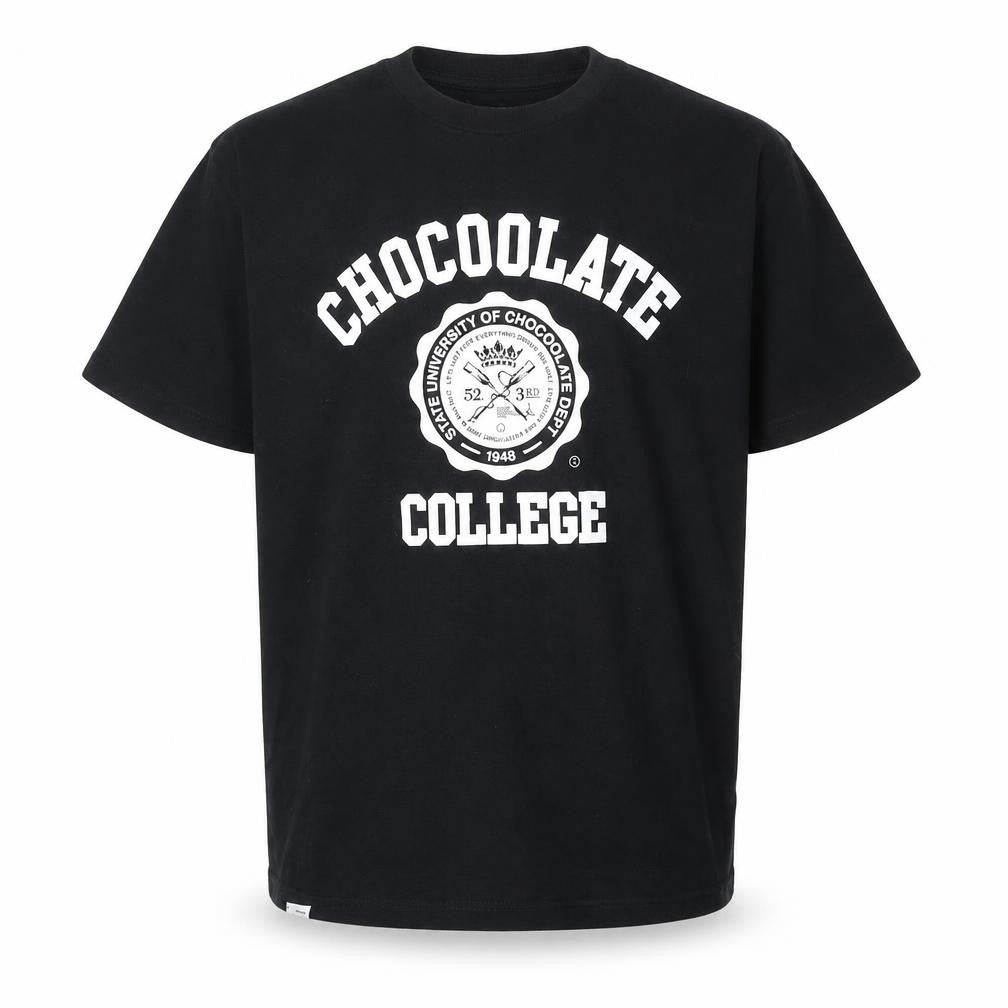 CHOCOOLATE Men’s Black Medium College Graphic Cotton T-Shirt