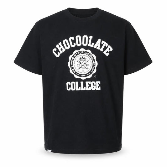 CHOCOOLATE Men’s Black Medium College Graphic Cotton T-Shirt