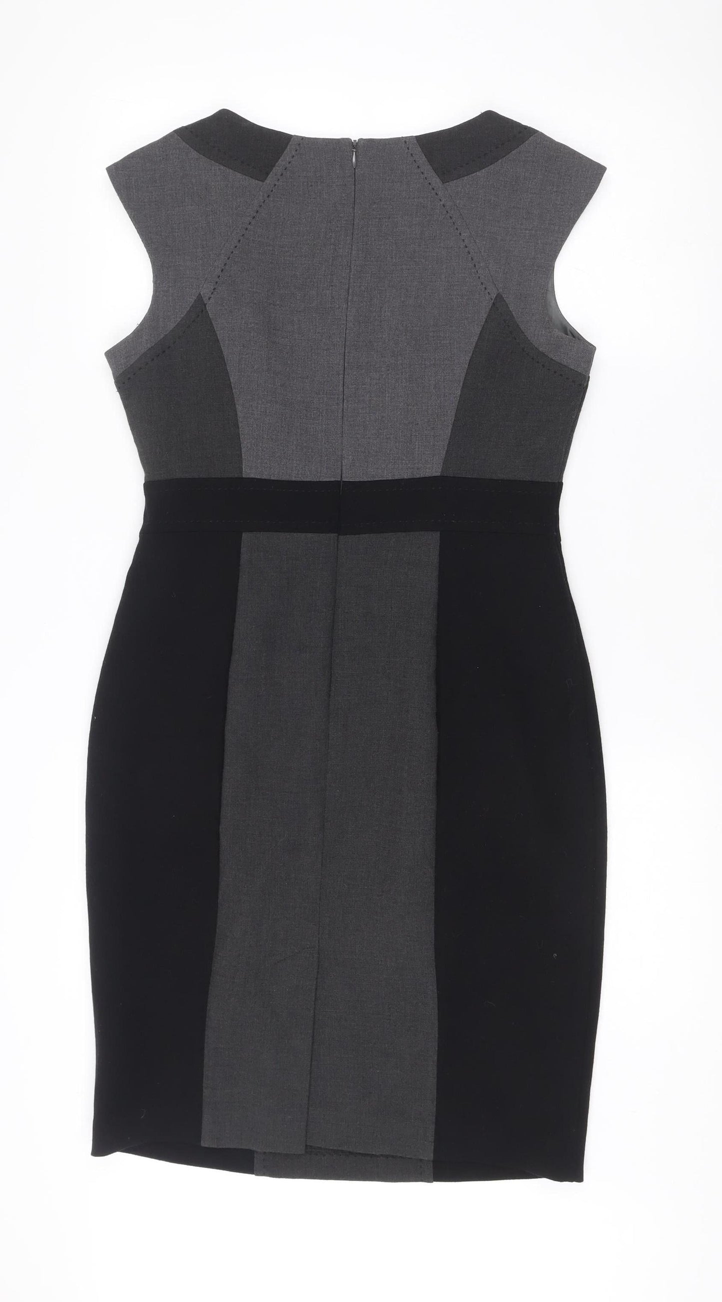 Marks and Spencer Womens Black Grey Bodycon Dress Size 12 Workwear