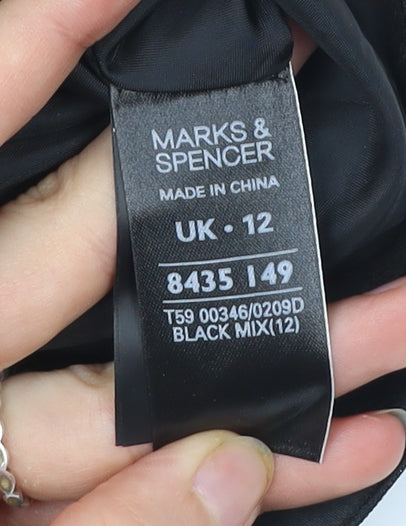 Marks and Spencer Womens Black Grey Bodycon Dress Size 12 Workwear