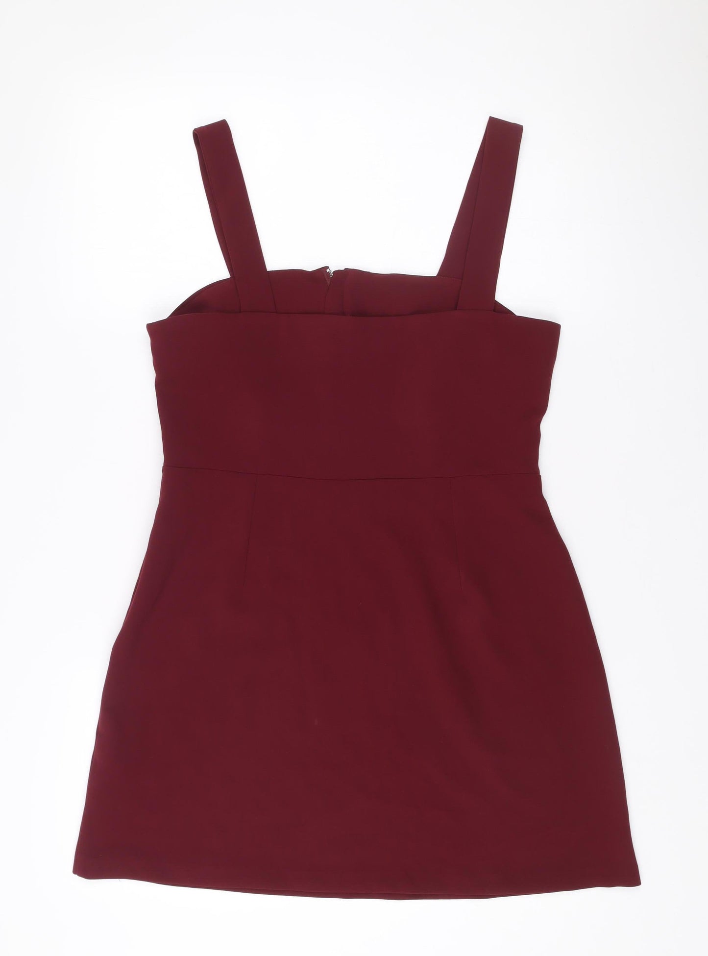 New Look Women’s Red Bodycon Mini Dress Size 12 Zip Detail