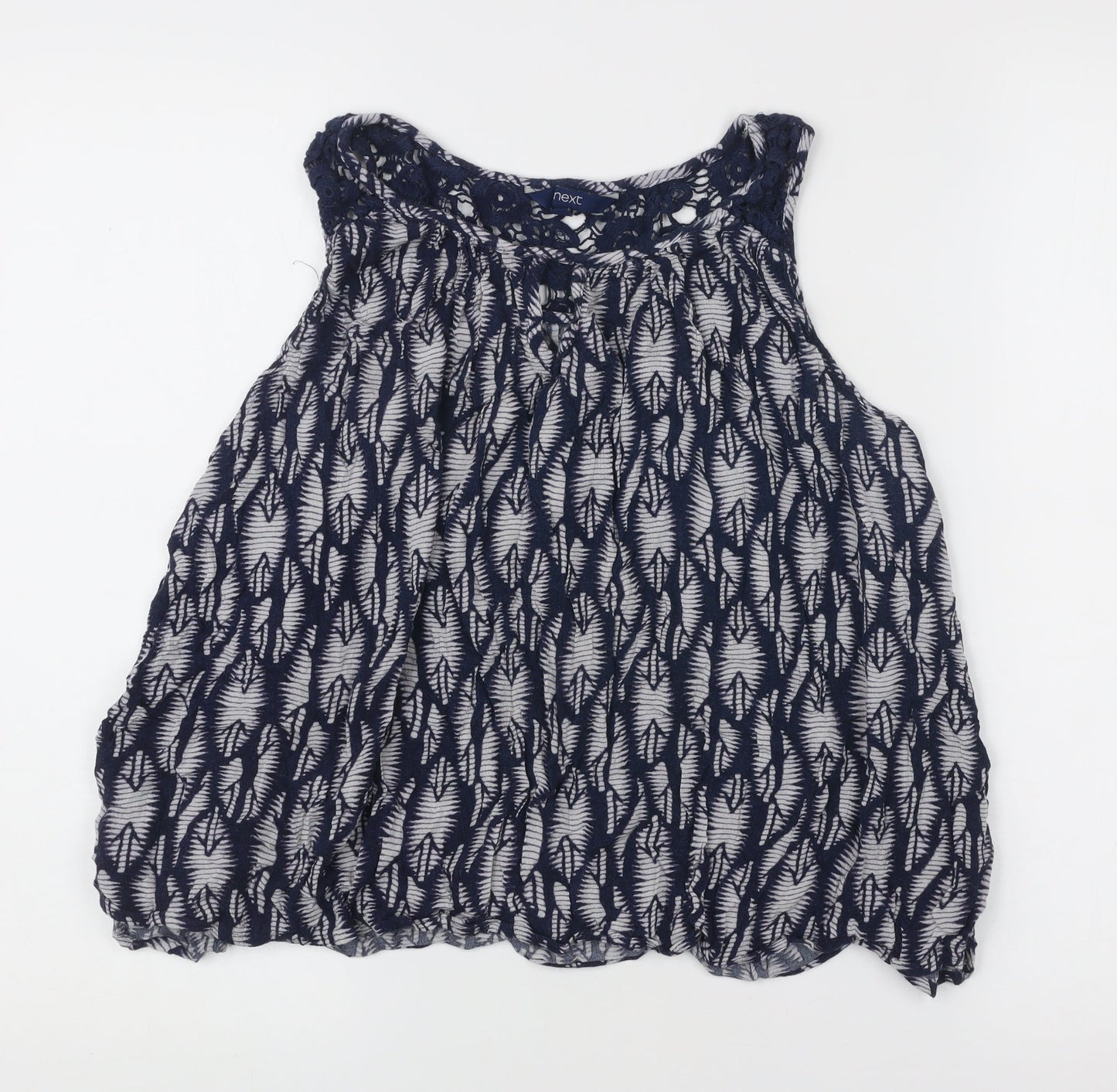 Next Womens Blue Floral Lace Sleeveless Tunic Blouse Size 12