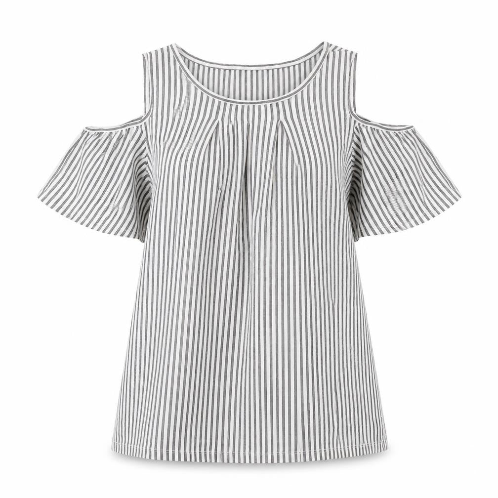 Max Studio Women’s Black White Striped Cold Shoulder Tunic Blouse S