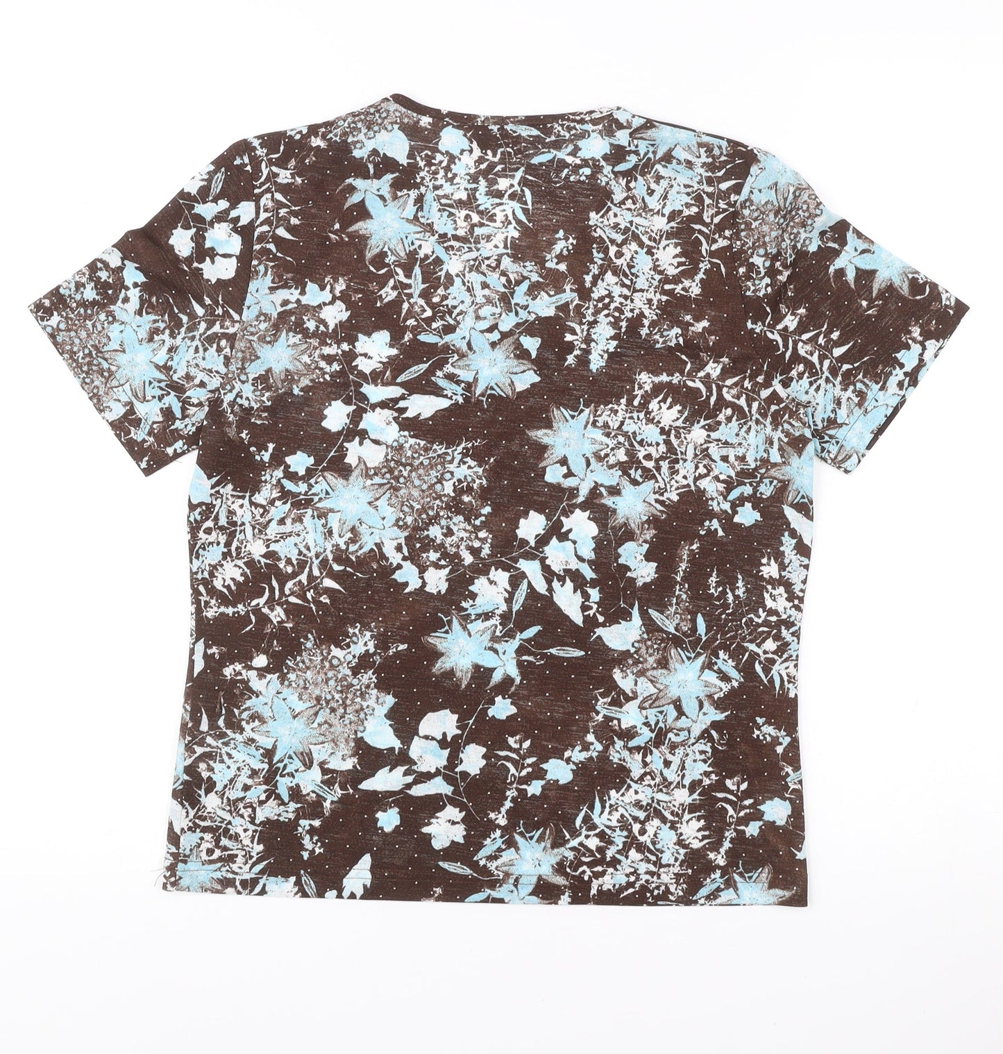 TIGI Wear Womens Brown Floral Print Polyester T-Shirt Size 10