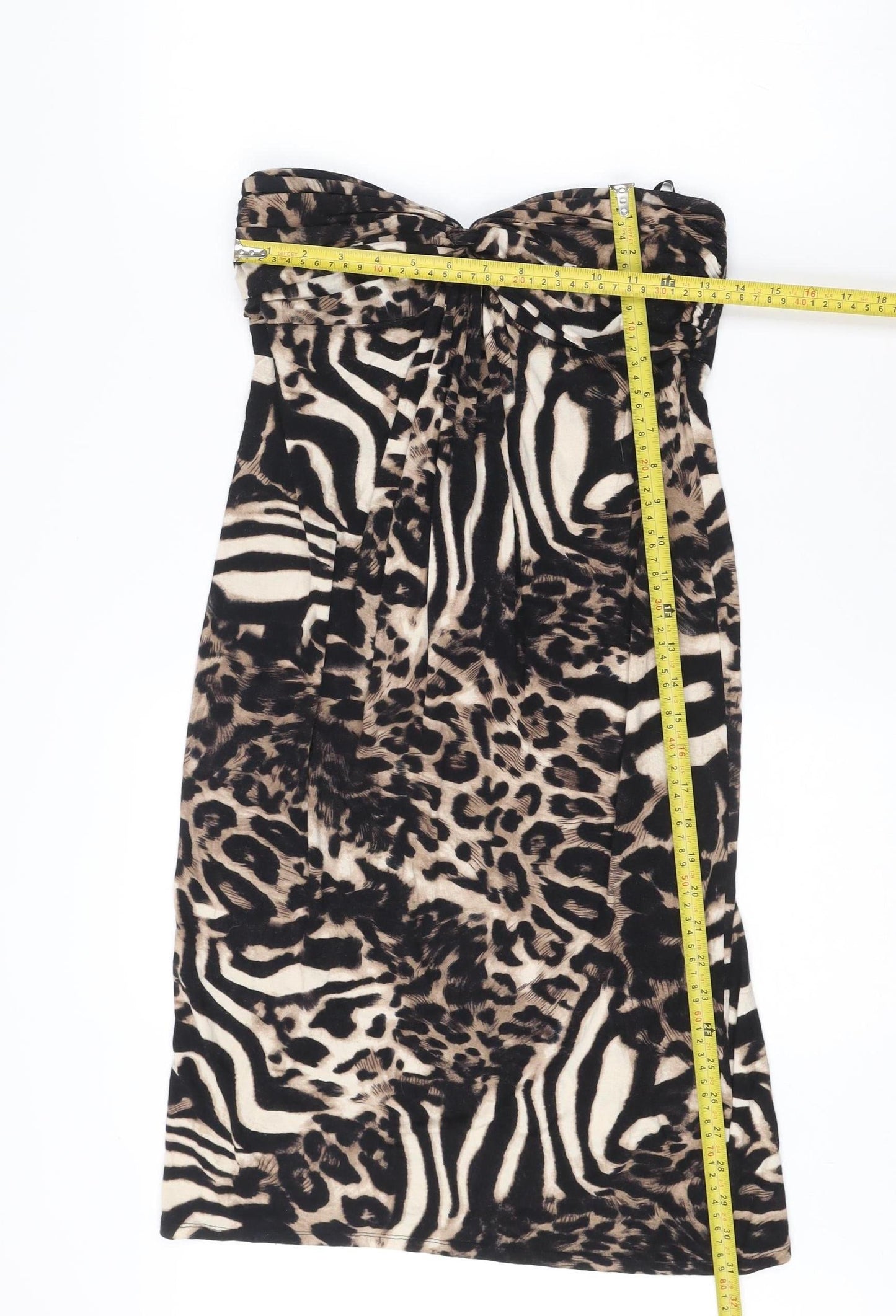 Star by Julien Macdonald Women's Multicoloured Animal Print Strapless Bodycon Dress Size 12