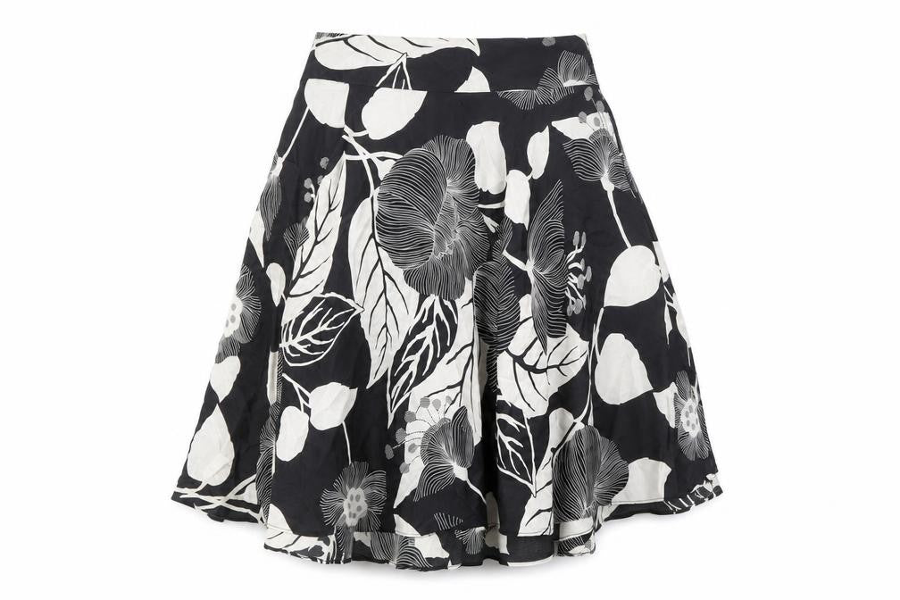 Coast Womens Black Floral Silk A-Line Knee Length Skirt Size 12