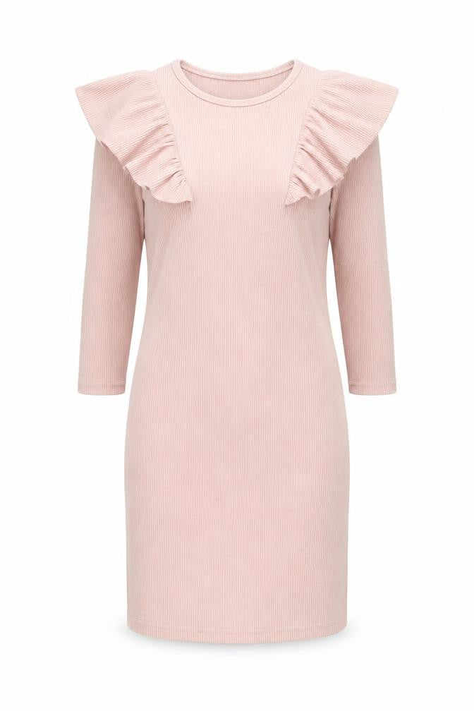 Miss Selfridge Petites Pink Bodycon Knee Length Ruffle Dress UK 10