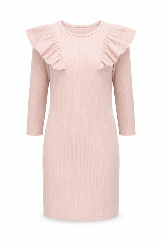 Miss Selfridge Petites Pink Bodycon Knee Length Ruffle Dress UK 10