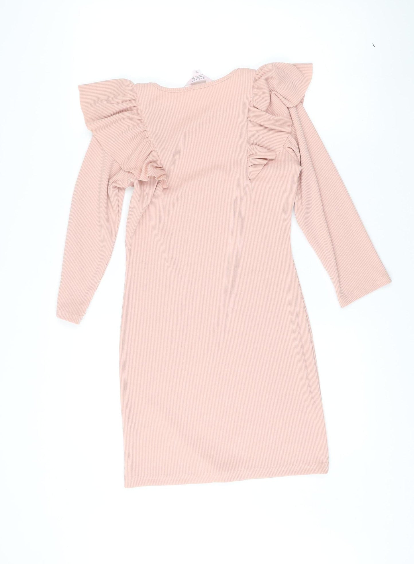 Miss Selfridge Petites Pink Bodycon Knee Length Ruffle Dress UK 10