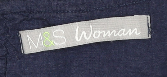 Marks and Spencer Womens Blue Size 8 Cotton Lace Blouse