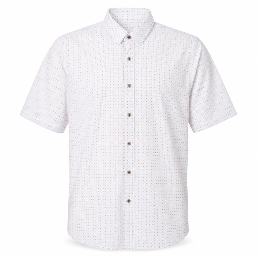 Weatherproof Vintage Men's White Geometric Short Sleeve Cotton Shirt M