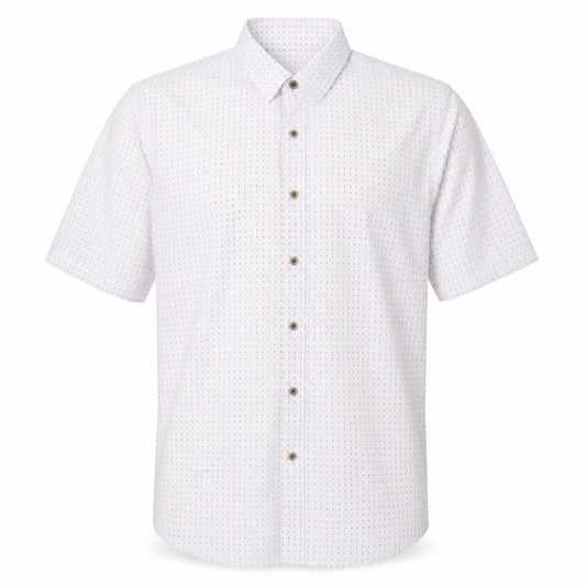 Weatherproof Vintage Men's White Geometric Short Sleeve Cotton Shirt M