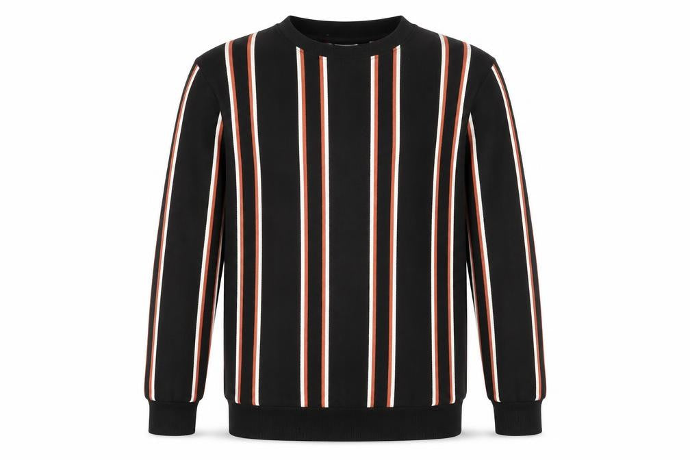 Zara Men’s Black Striped Sweatshirt Size S Pullover Crew Neck
