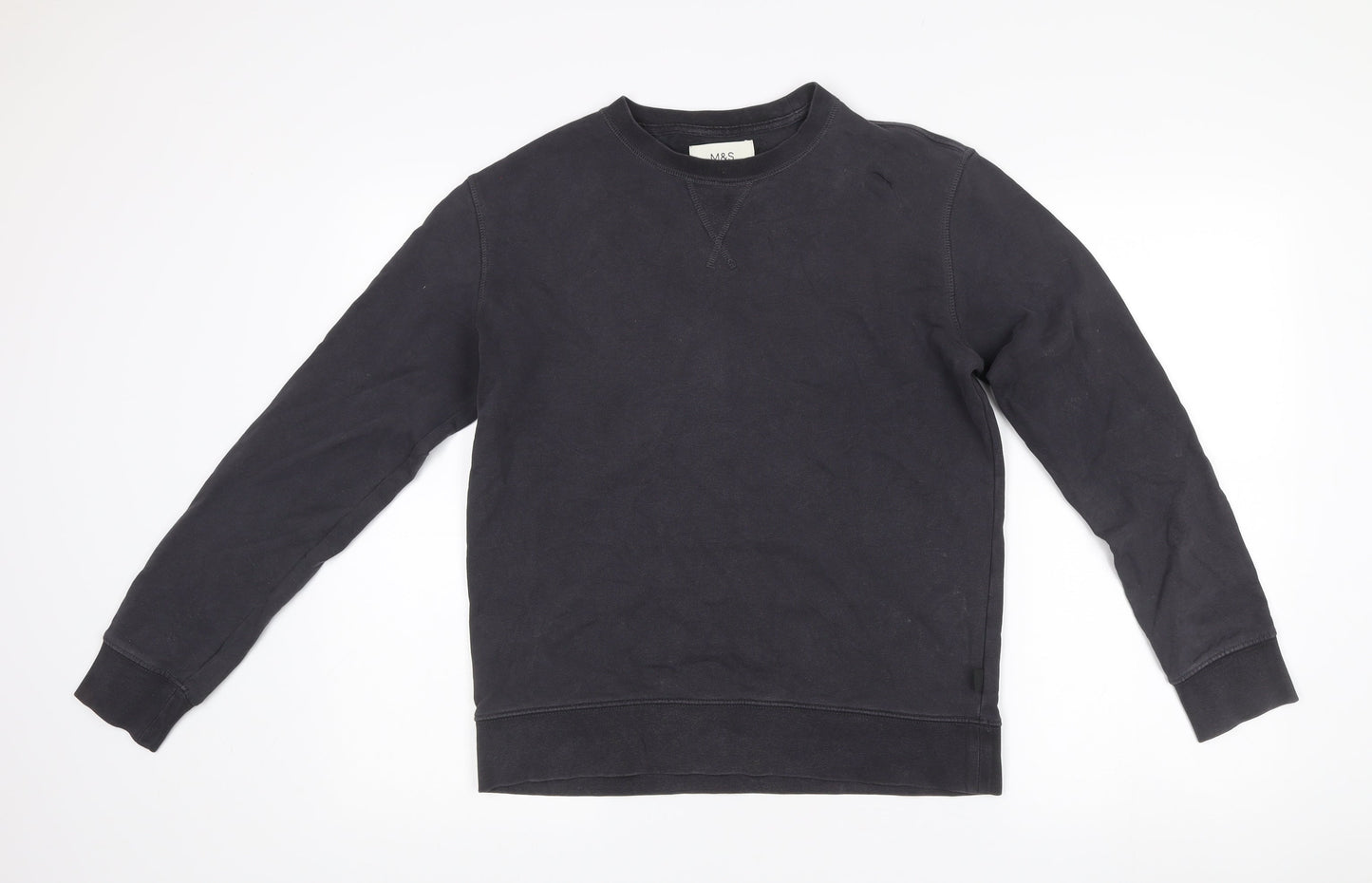 Marks and Spencer Men's Black Cotton Pullover Sweatshirt Size S