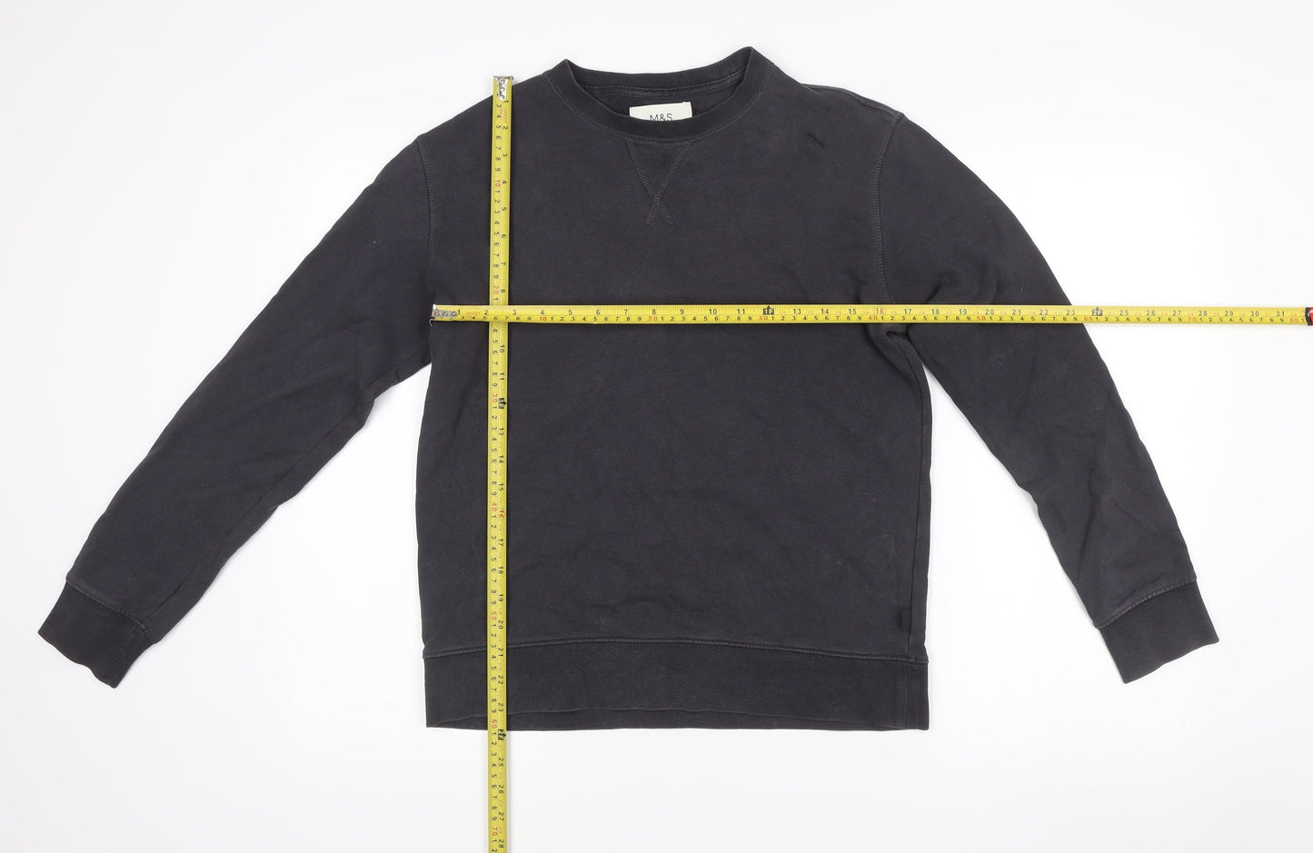 Marks and Spencer Men's Black Cotton Pullover Sweatshirt Size S