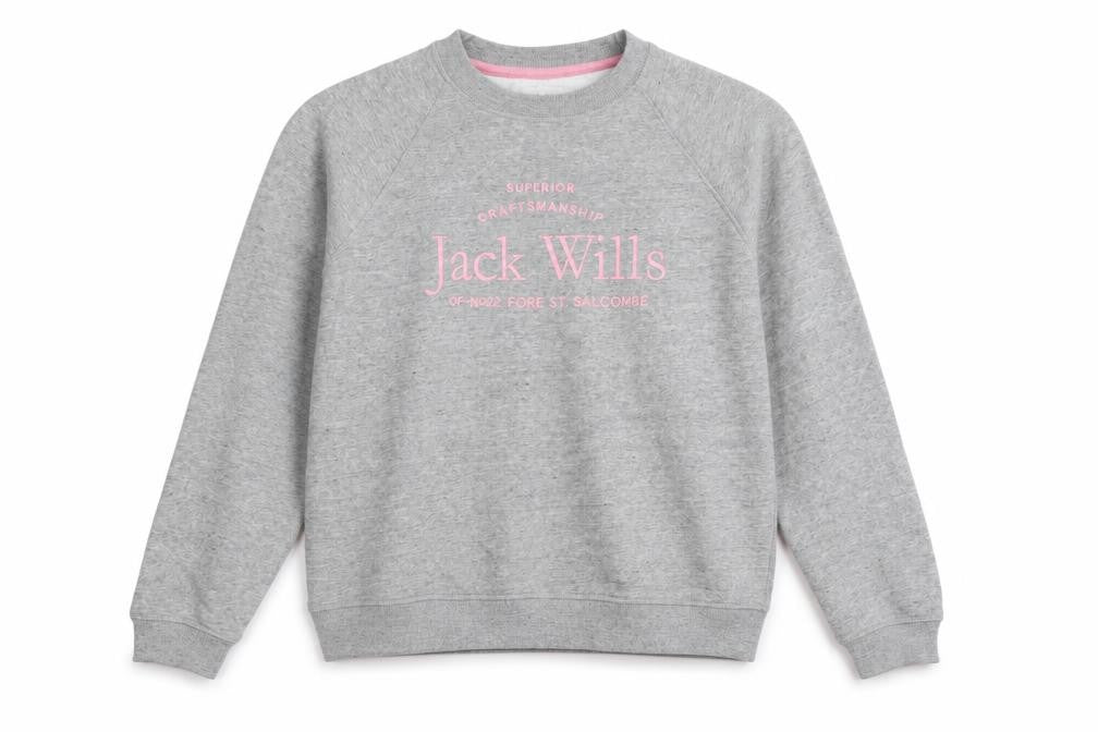 Jack Wills Womens Grey Logo Sweatshirt UK 10 Cotton Blend Pullover