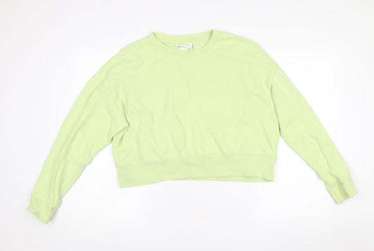 Monki Women’s Green Cotton Pullover Sweatshirt Size 12