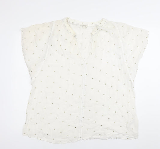 Monsoon Women’s White Embroidered Tunic Blouse Top XL