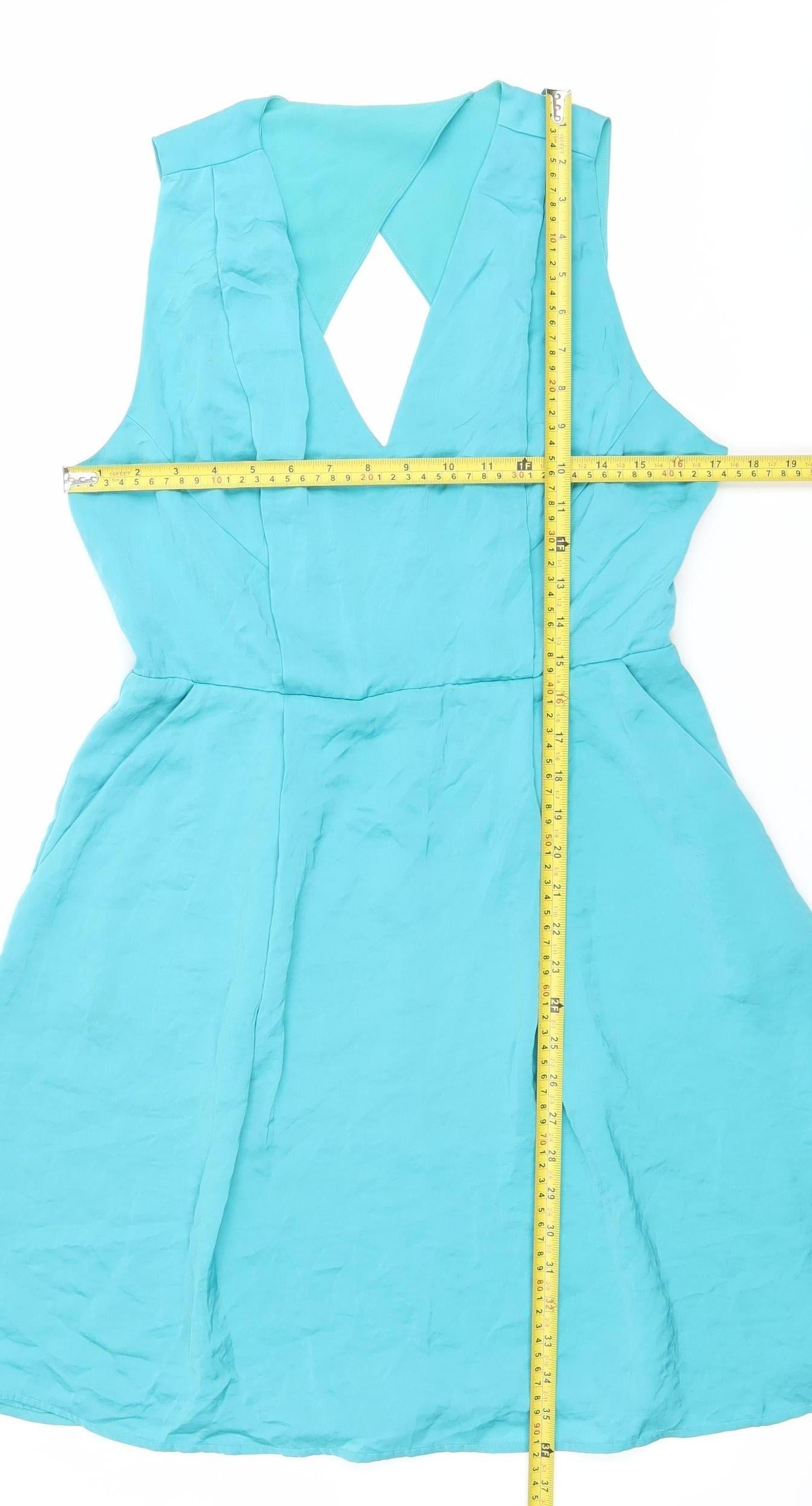Whistles Women’s Blue Size 12 A-Line Sleeveless Cut Out Dress