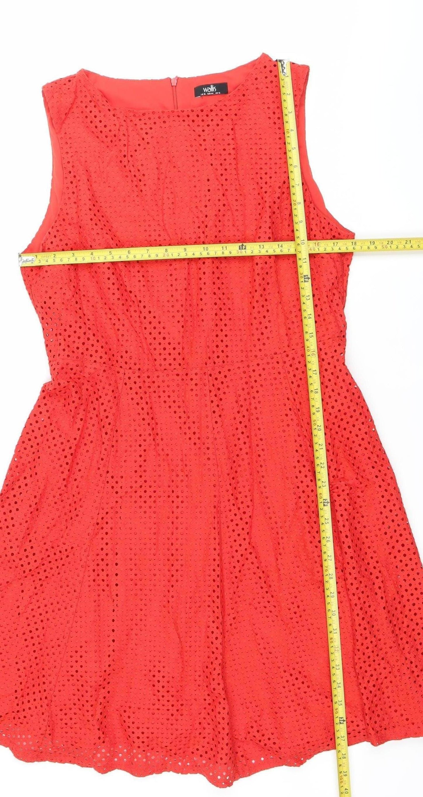 Wallis Women’s Red A-Line Sleeveless Cotton Dress UK 16