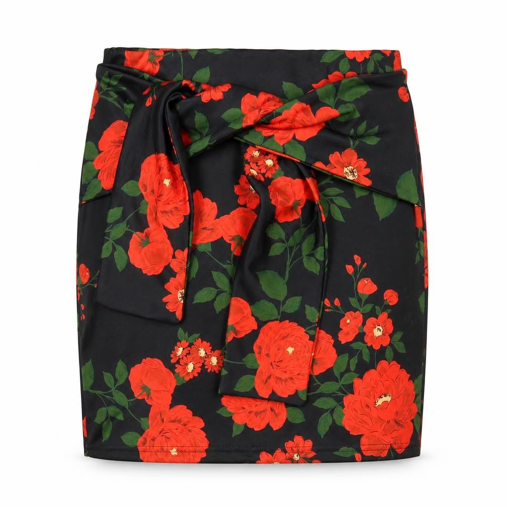 Missguided Women’s Black Floral Pencil Skirt Size 12 Stretch