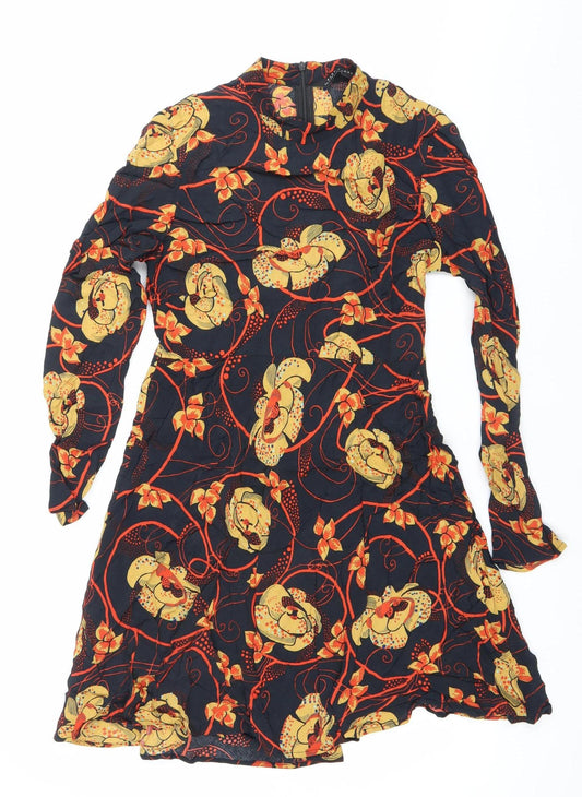 Zara Woman Womens Multicoloured Floral Wrap Mini Dress M