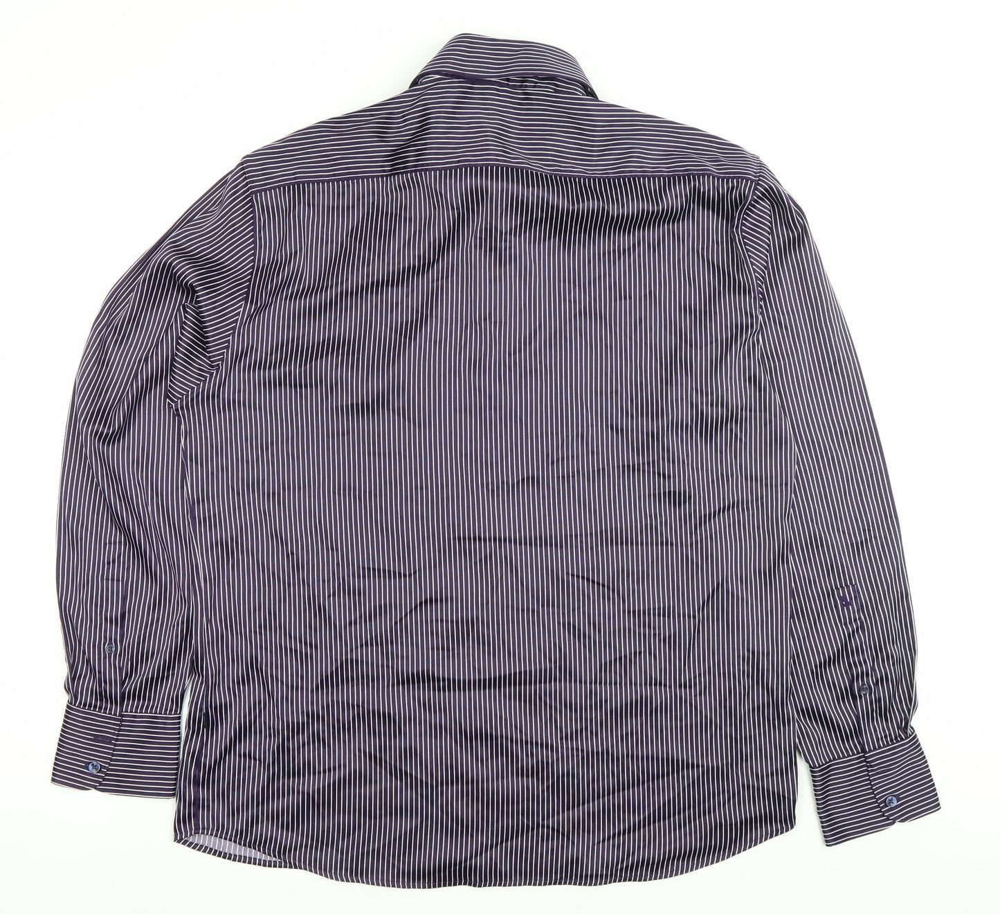 Parx Men’s Purple Striped Slim Fit Dress Shirt 44cm L Long Sleeve