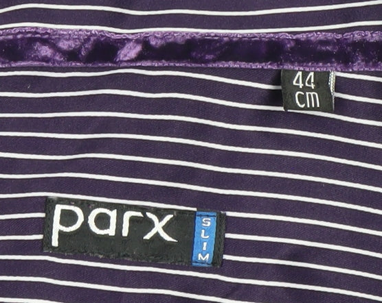 Parx Men’s Purple Striped Slim Fit Dress Shirt 44cm L Long Sleeve