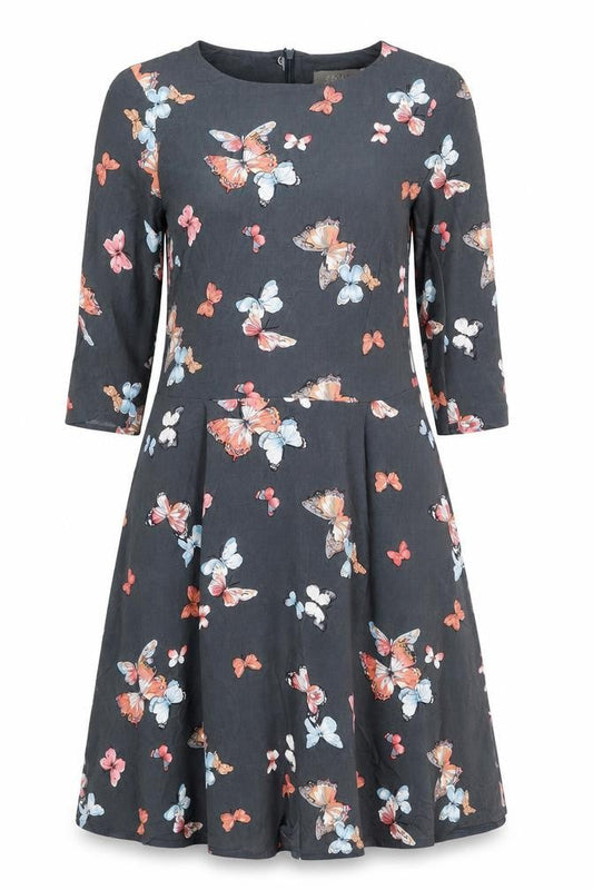 Oasis Women’s Black Butterfly Print A-Line Dress Size 10