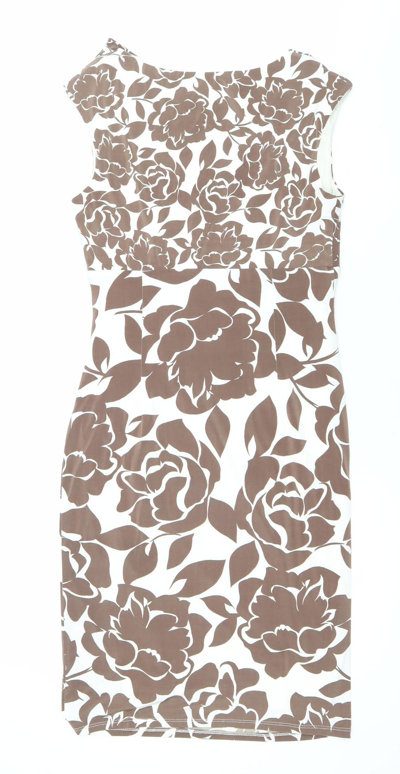Frock & Frill Women’s Brown White Floral Sheath Dress Size 12