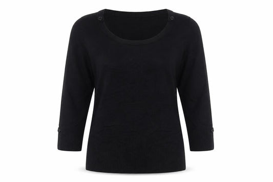 Wallis Women’s Black Scoop Neck 3/4 Sleeve Pullover Jumper Size 14