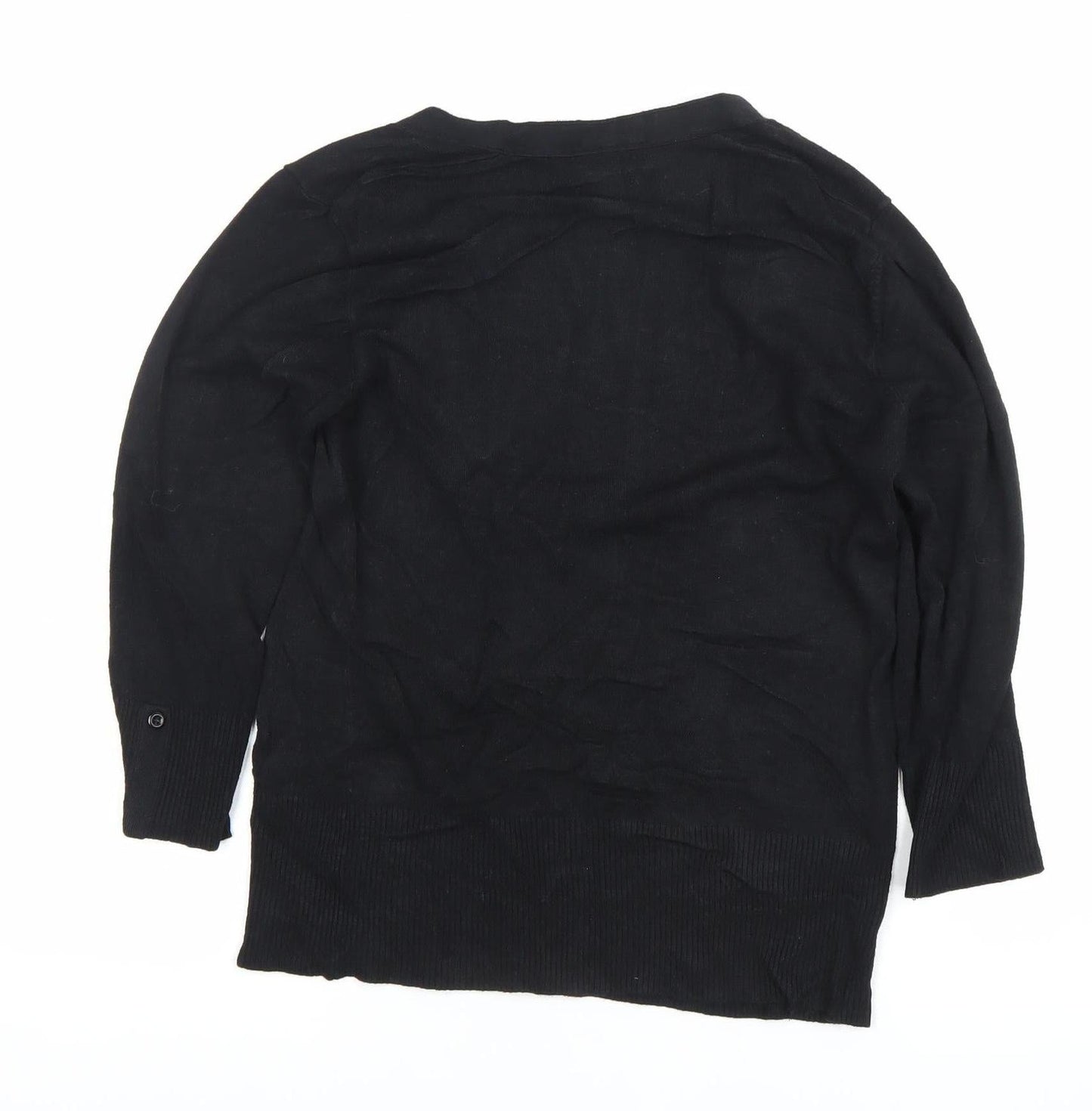 Wallis Women’s Black Scoop Neck 3/4 Sleeve Pullover Jumper Size 14