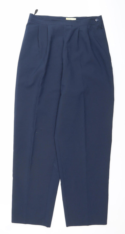 Address Womens Blue Size 12 Pleated High Rise Straight Trousers