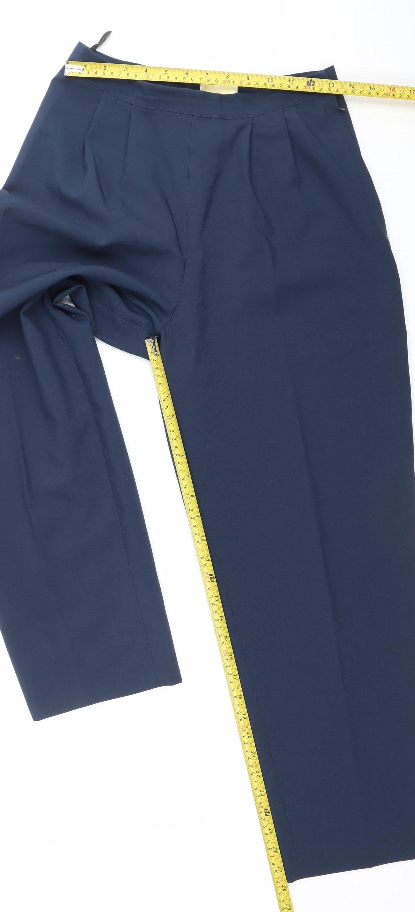 Address Womens Blue Size 12 Pleated High Rise Straight Trousers
