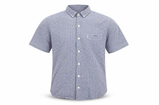 Topman Men's Blue Check Short Sleeve Button-Up Shirt Size S