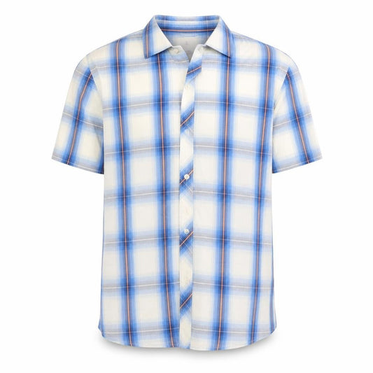 Burton Men's Blue Check Short Sleeve Cotton Casual Shirt L