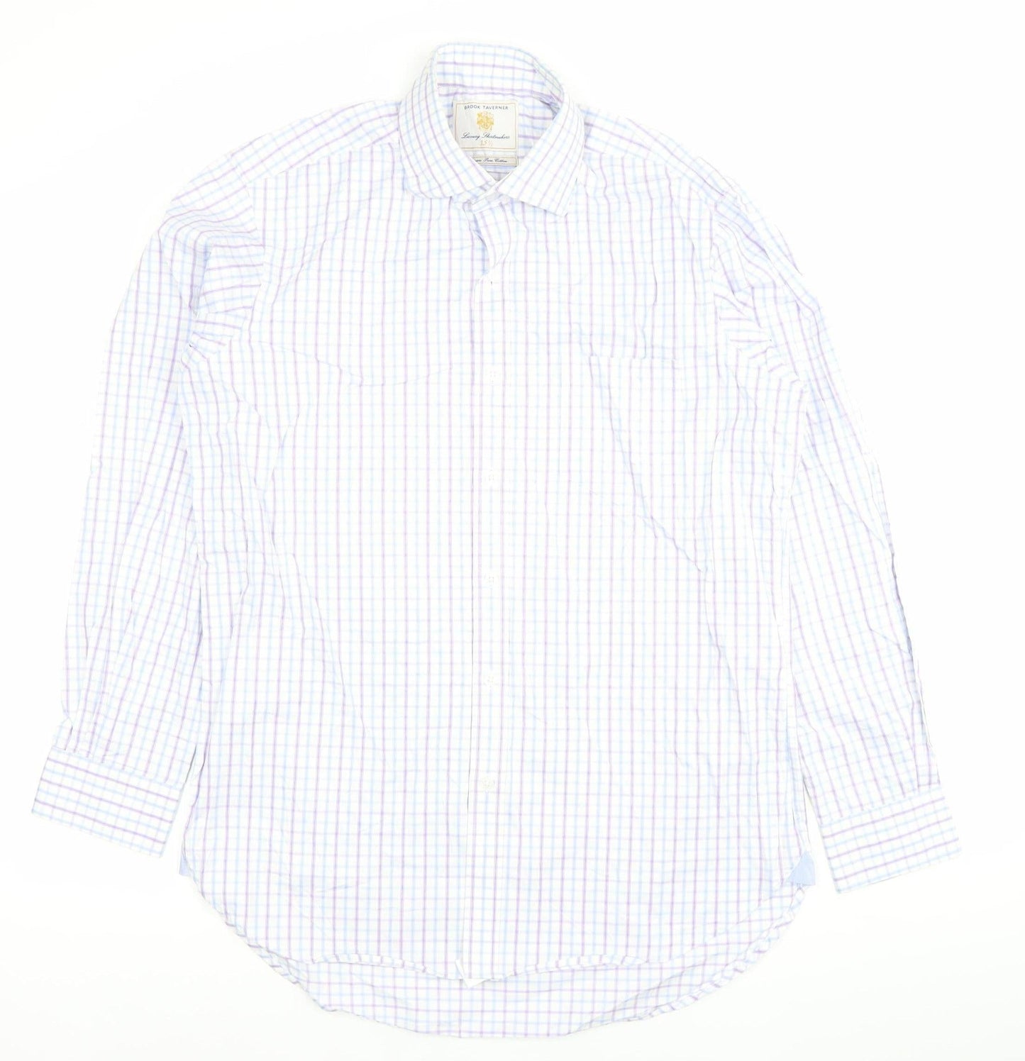 Brook Taverner Men’s Multicoloured Check Cotton Dress Shirt 15.5 Long Sleeve