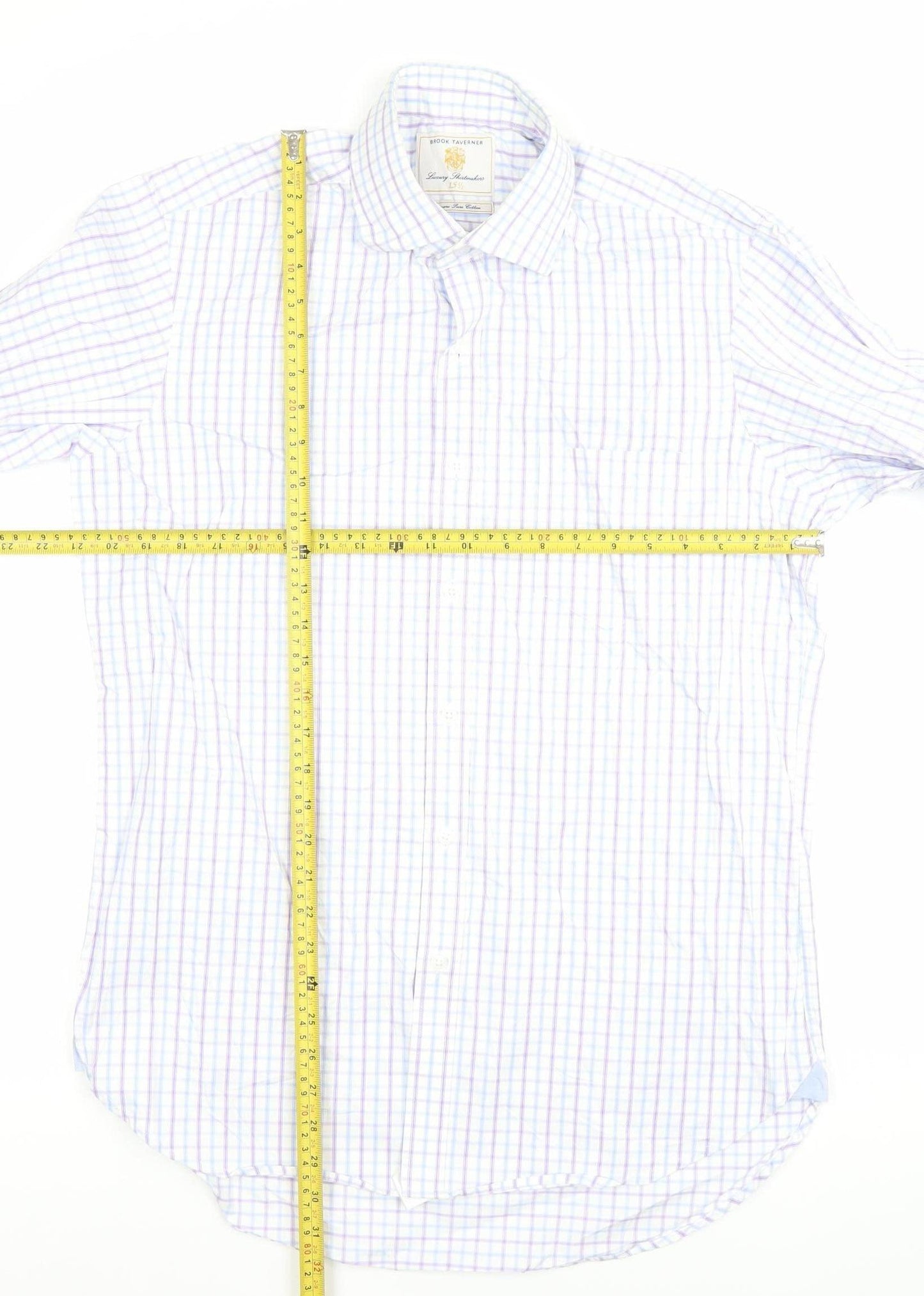 Brook Taverner Men’s Multicoloured Check Cotton Dress Shirt 15.5 Long Sleeve