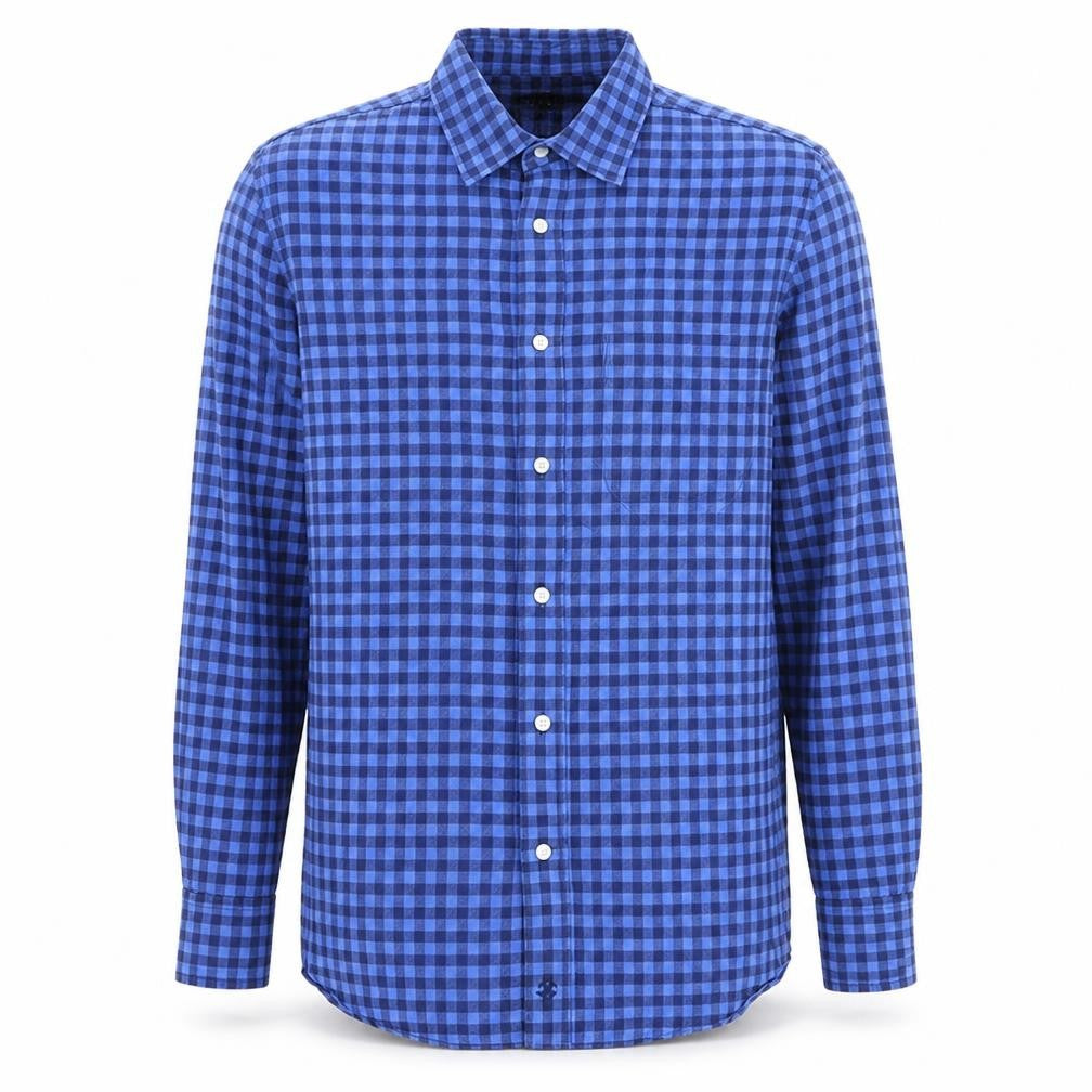 Jaeger Men’s Blue Check Cotton Button-Up Shirt Size S