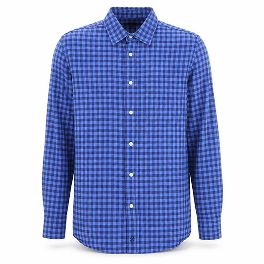 Jaeger Men’s Blue Check Cotton Button-Up Shirt Size S