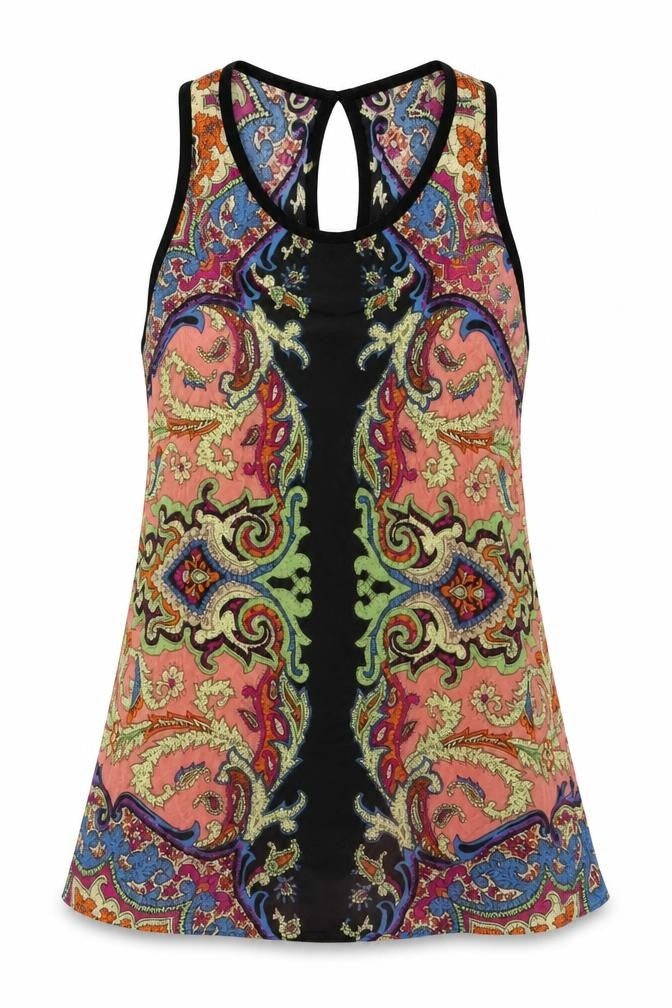 Warehouse Womens Multicoloured Paisley Tank Top UK 8 Viscose