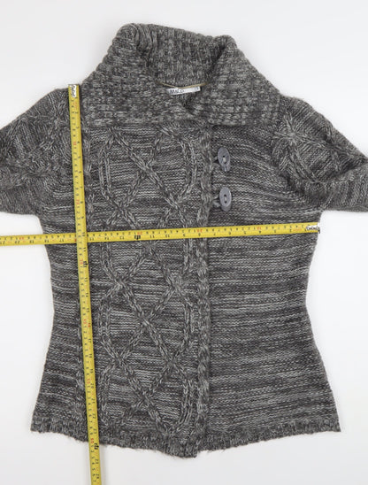 M&Co Womens Grey Cable Knit Collared Cardigan Size S