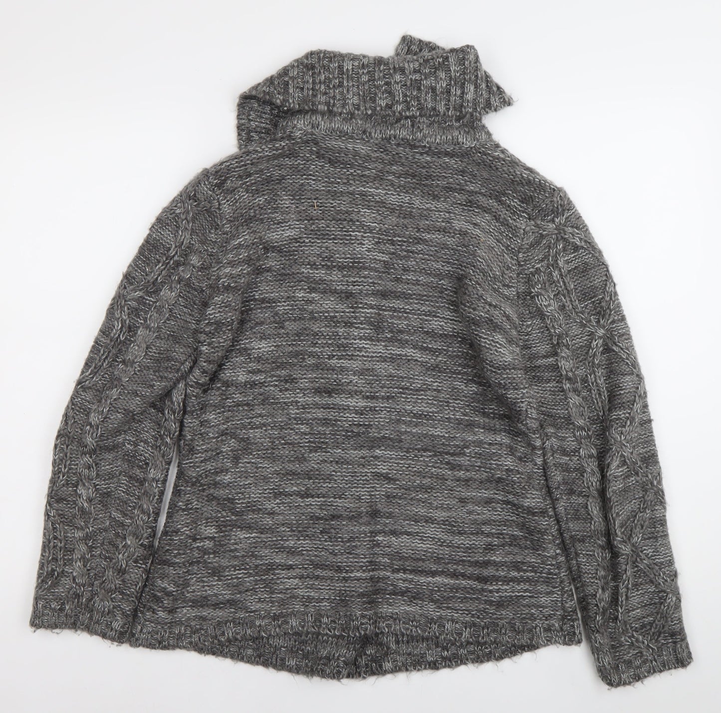 M&Co Womens Grey Cable Knit Collared Cardigan Size S