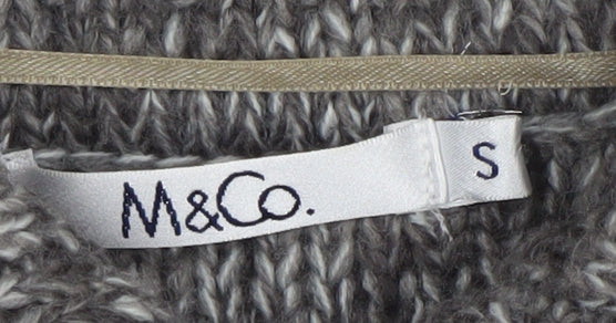 M&Co Womens Grey Cable Knit Collared Cardigan Size S