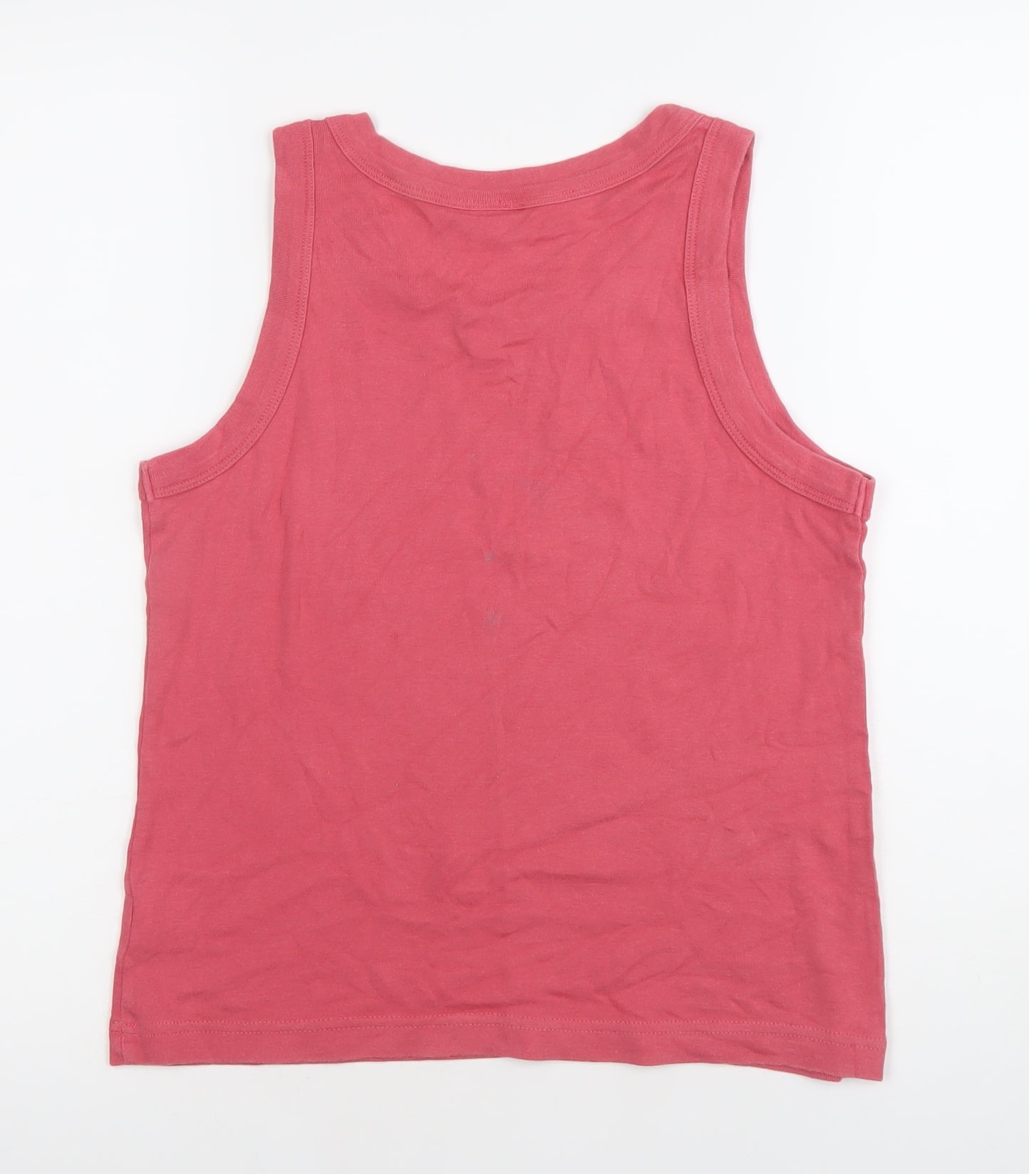 Jeff & Co Womens Pink Cotton Tank Top L Scoop Neck Jersey Casual