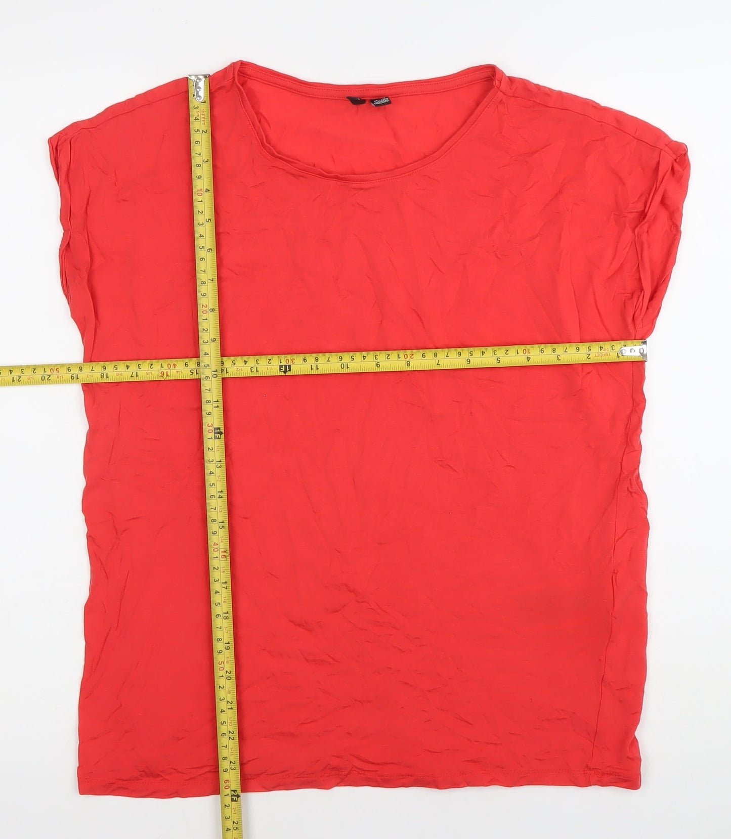 Vero Moda Women’s Red Scoop Neck Jersey T-Shirt Size 12