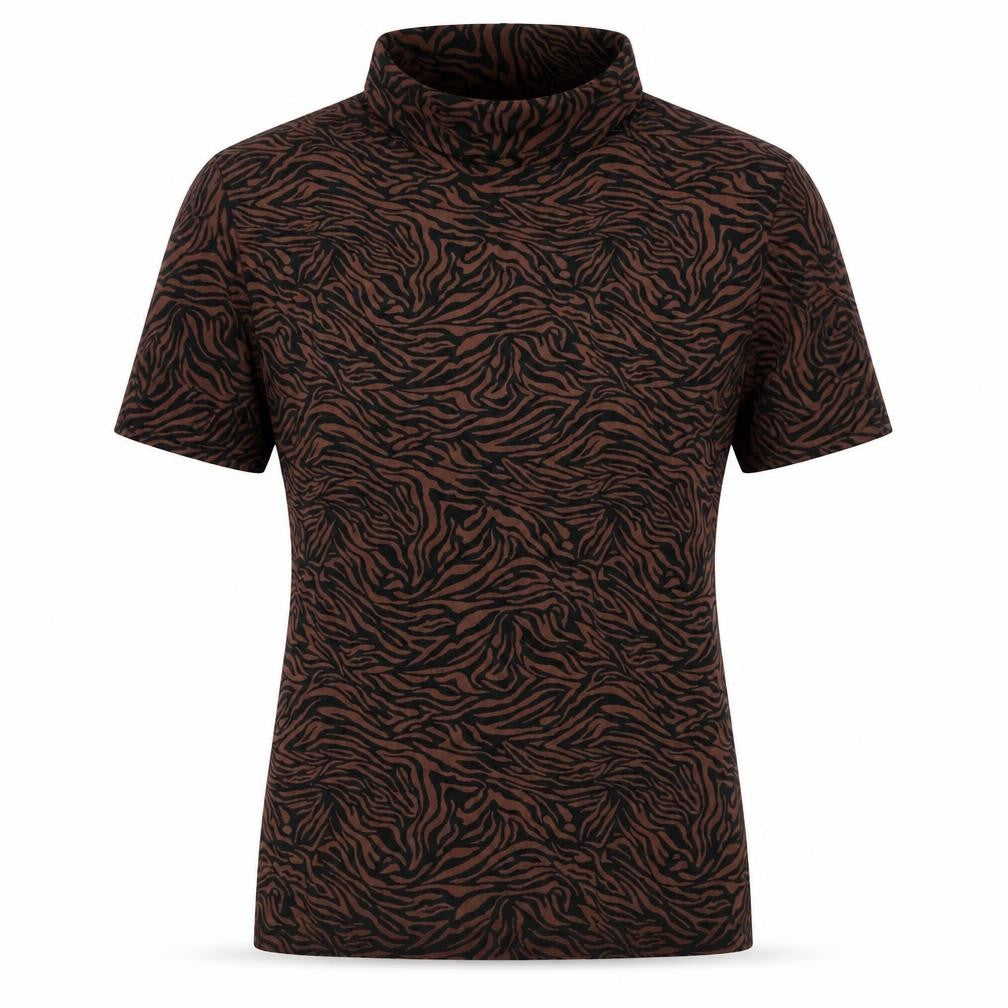 Apricot Womens Brown Animal Print Roll Neck T-Shirt Size 16