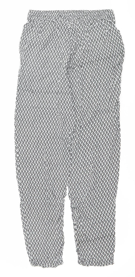 Intuition Women’s Black White Geometric Viscose Trousers Size 8