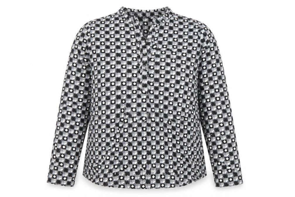 Cerulean Women’s Black Check Henley Long Sleeve Tunic Shirt S
